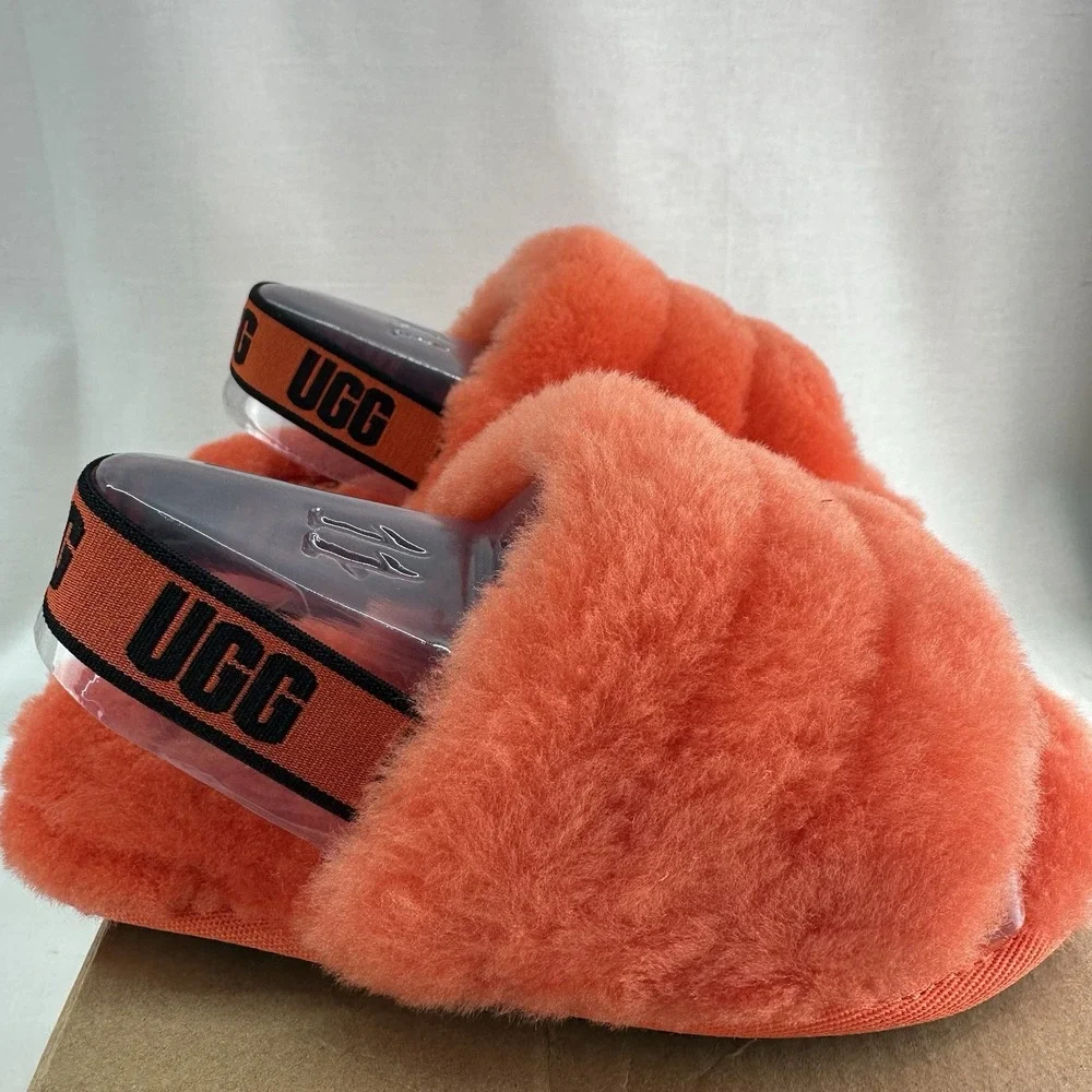 UGG Toddler Girls Fluff Yeah Slide Slippers Size 11T Hong Orange New w/ Box